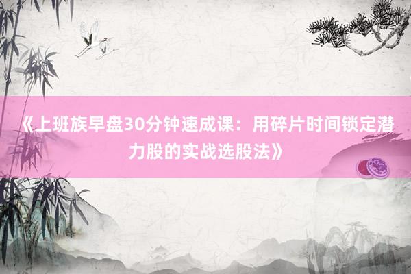 《上班族早盘30分钟速成课：用碎片时间锁定潜力股的实战选股法》