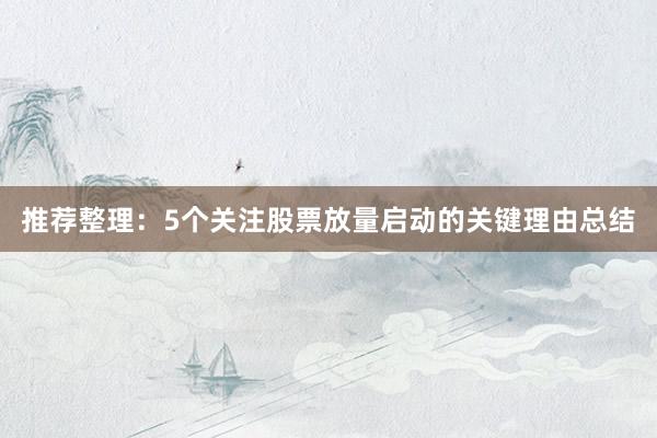 推荐整理：5个关注股票放量启动的关键理由总结