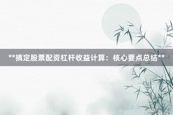 **搞定股票配资杠杆收益计算：核心要点总结**