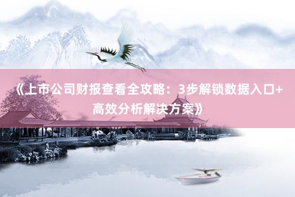 《上市公司财报查看全攻略：3步解锁数据入口+高效分析解决方案》