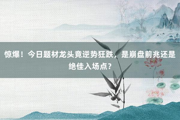 惊爆！今日题材龙头竟逆势狂跌，是崩盘前兆还是绝佳入场点？
