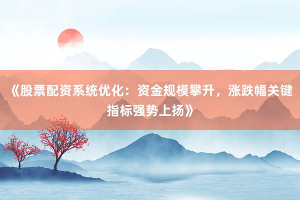 《股票配资系统优化：资金规模攀升，涨跌幅关键指标强势上扬》